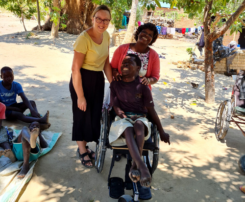 An even happier Mike with his new wheelchair in Malawi An even happier Mike with his new wheelchair in Malawi